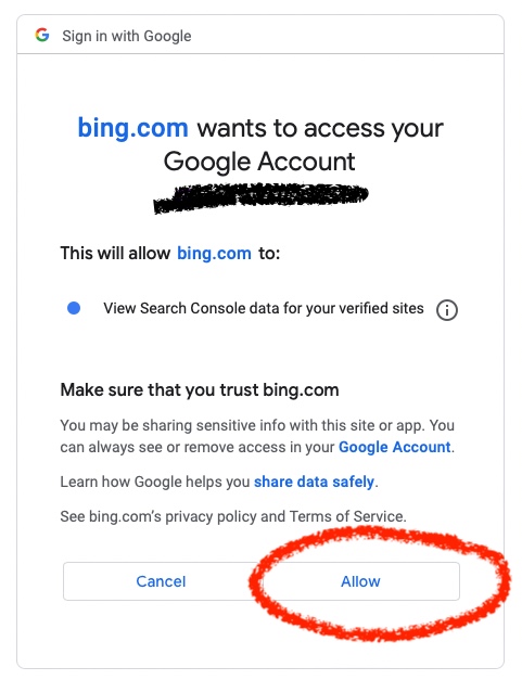 Grant Microsoft Bing.com Access To Your Google Account