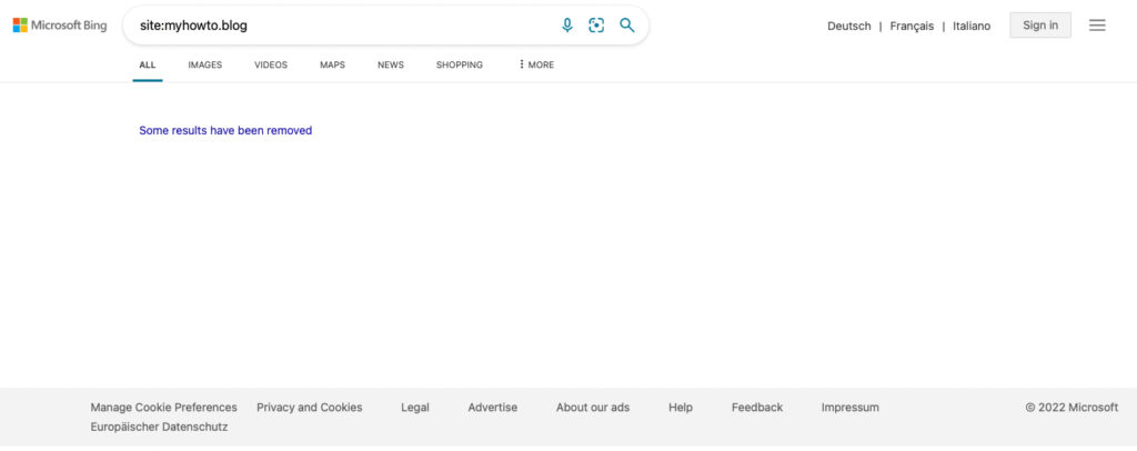 Webpage Not Indexed in Bing.com