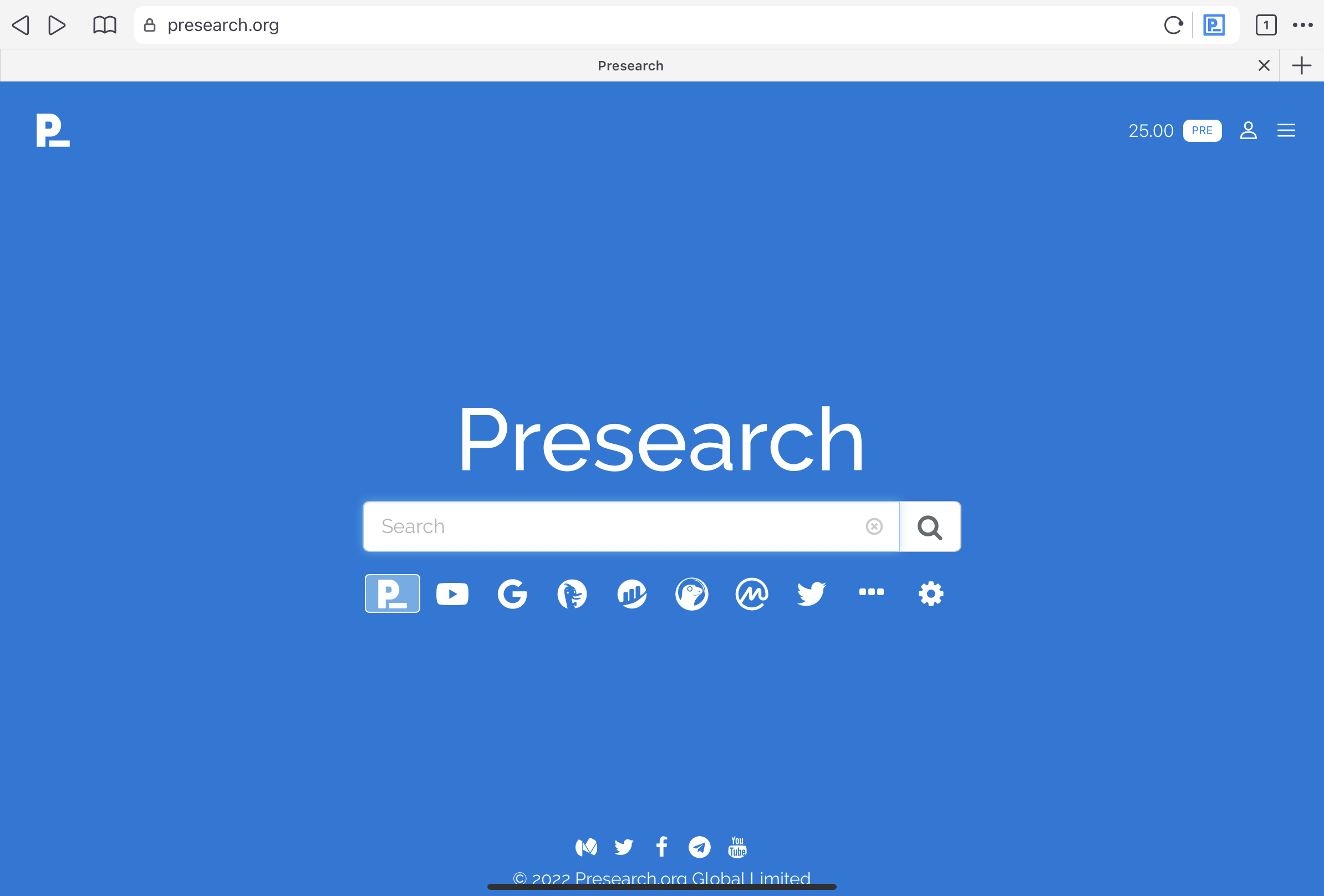 Presearch Browser on iPad