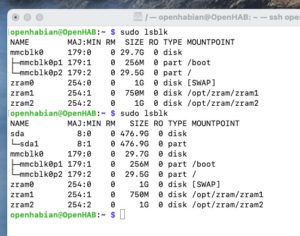 lsblk command including the USB Stick
